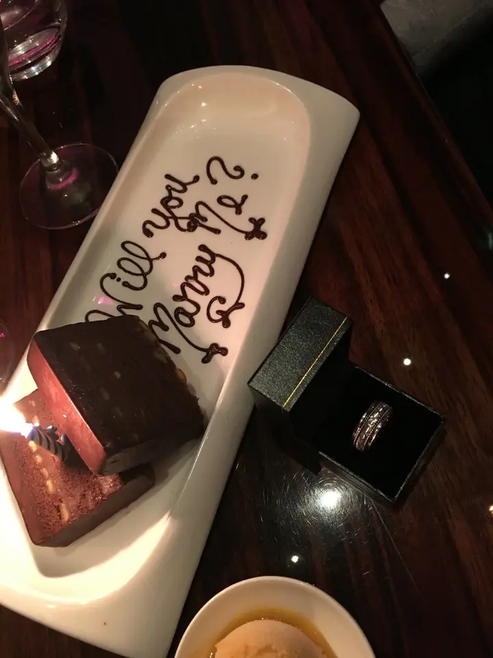 A dessert plate with the big question