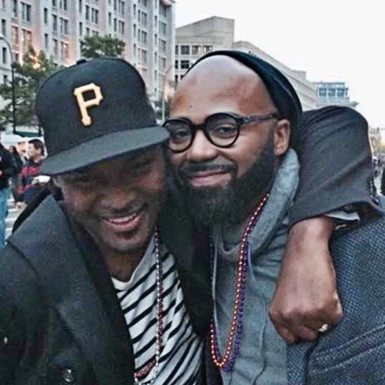 Ken and Mo together at a street festival